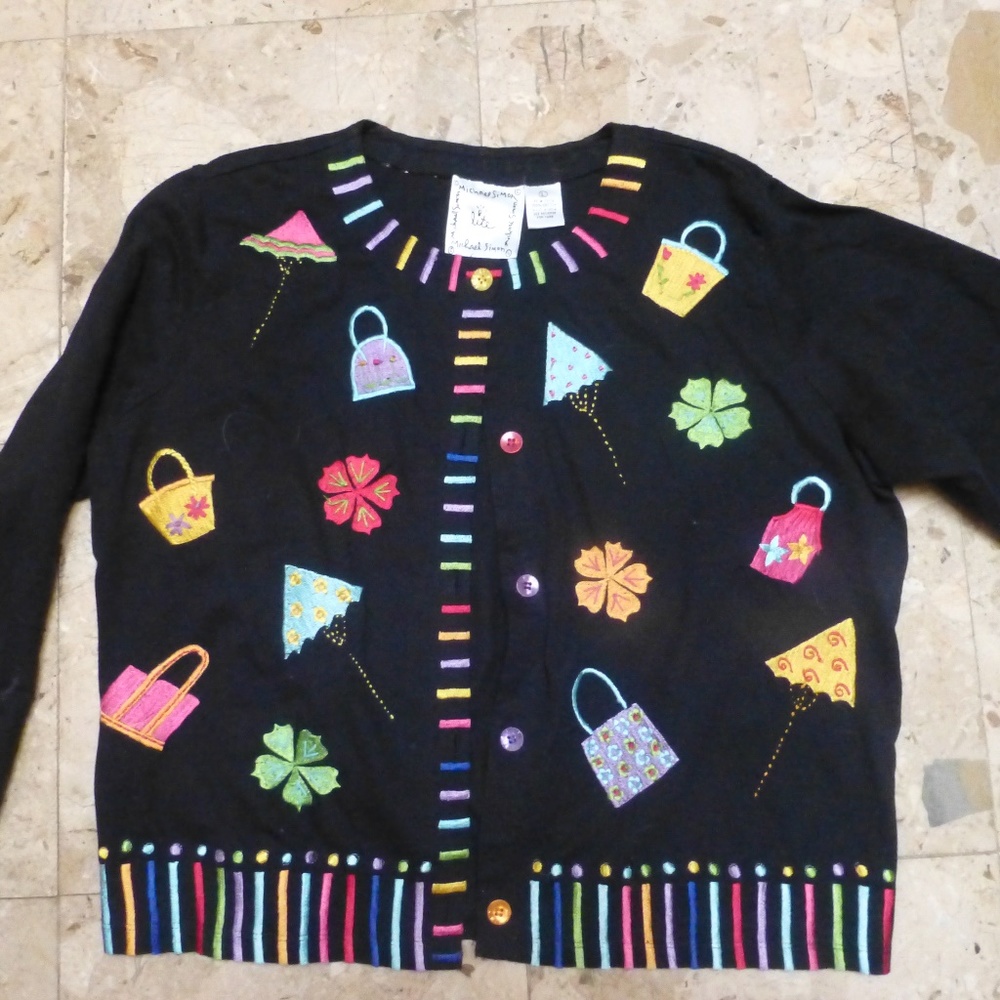 Michael Simon sweater colorful flowers pu… - Picture 1 of 4